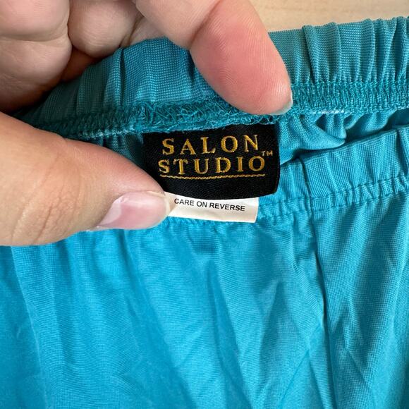 Vintage Salon Studio Blue Elastic Waist Band Wide Leg Pull On Pants Size XLP - Picture 4 of 6